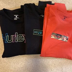 Three never worn long sleeve Hurley T-shirts, size small
